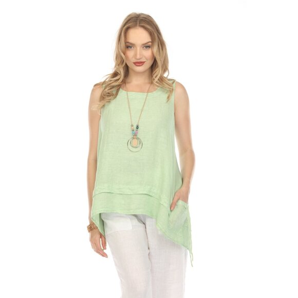 Mint Asymmetrical sleeveless A Line Top - Picture 4 of 6